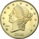 US 1886 Liberty Head Twenty Dollars Brass Copy Coins US 1886 Liberty Head Twenty Dollars Brass Copy Coins