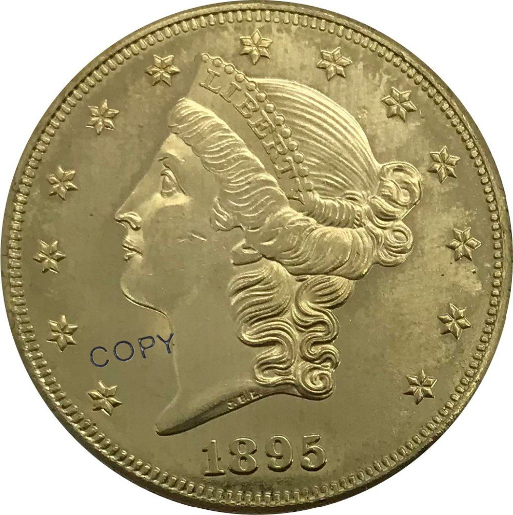 US 1895 Liberty Head Twenty Dollars Brass Copy Coins