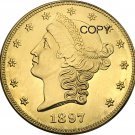 US 1897 Liberty Head Twenty Dollars Brass Copy Coins
