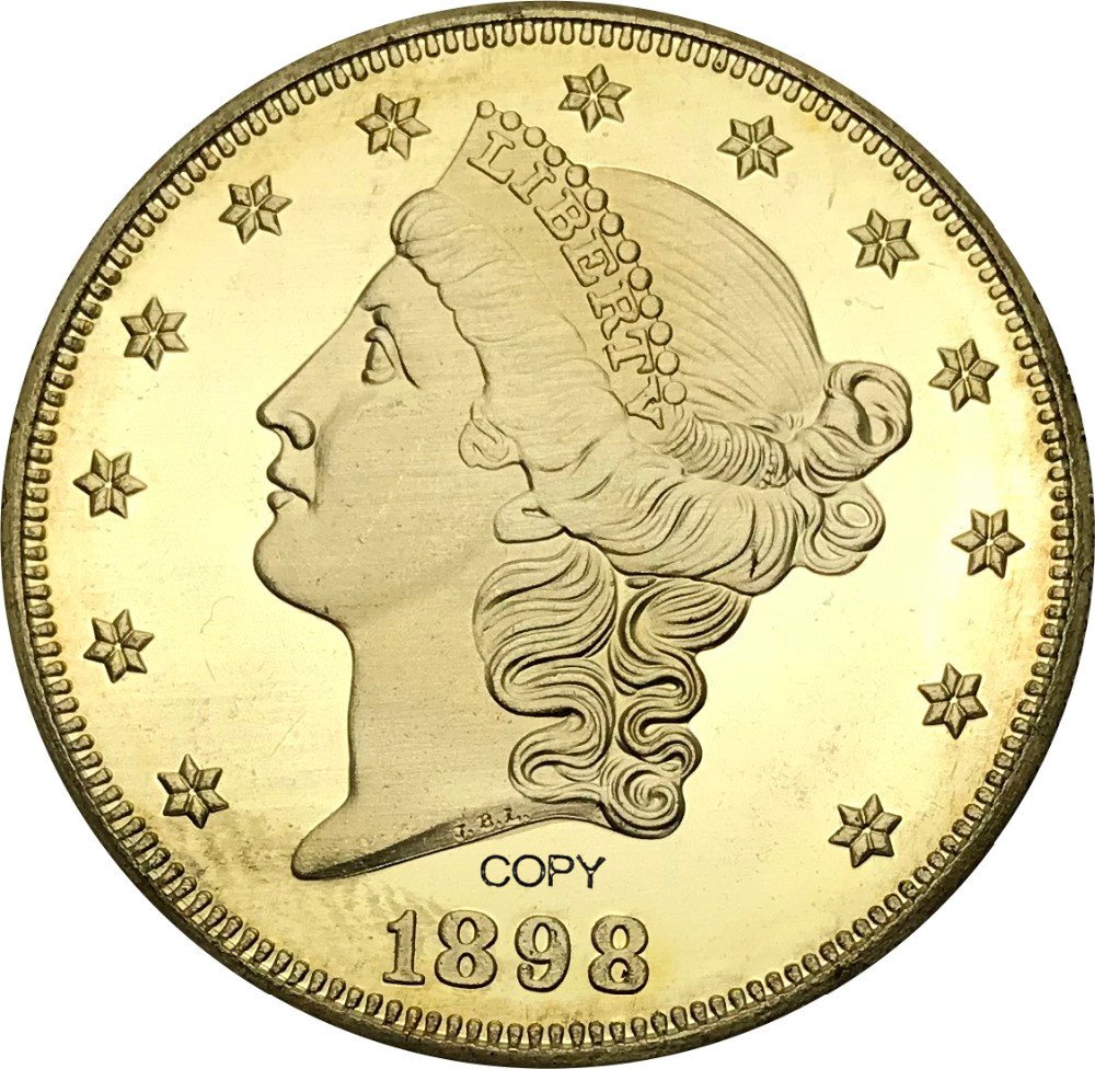 US 1898 Liberty Head Twenty Dollars Brass Copy Coins
