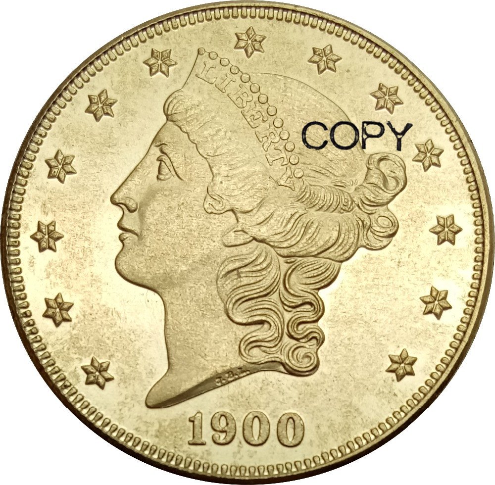 US 1900 Liberty Head Twenty Dollars Brass Copy Coins
