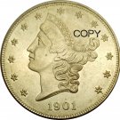 US 1901 Liberty Head Twenty Dollars Brass Copy Coins US 1901 Liberty Head Twenty Dollars Brass Copy Coins