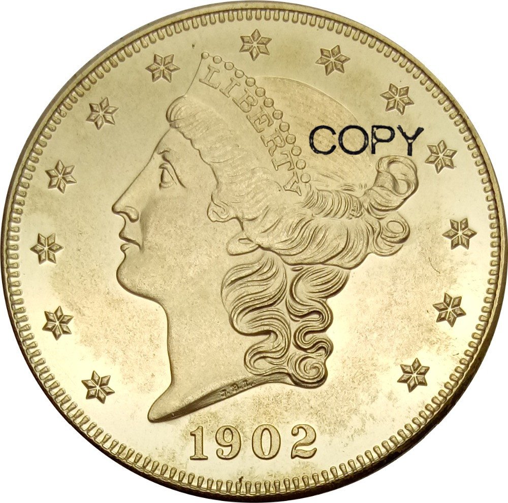 US 1902 Liberty Head Twenty Dollars Brass Copy Coins