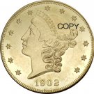 US 1902 Liberty Head Twenty Dollars Brass Copy Coins