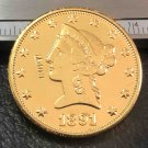 US 1891-CC Liberty Head Ten Dollars Copy Coin