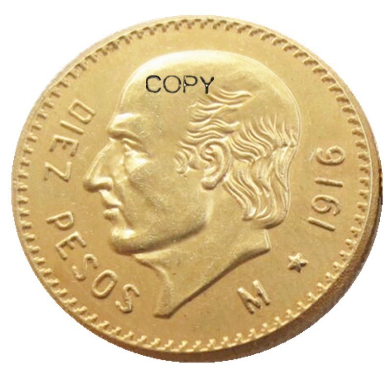 1916 Mexico 10 Peso Gold Plated Copy Coin
