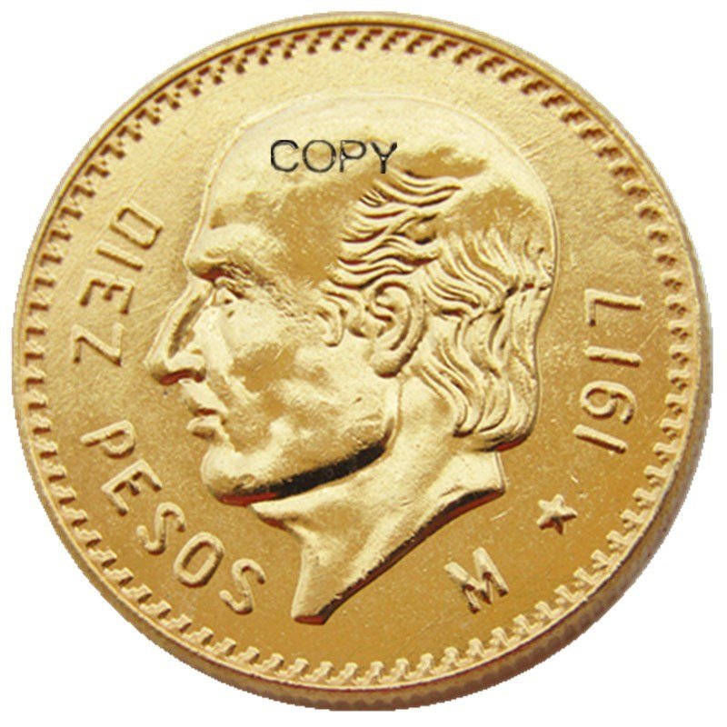 1917 Mexico 10 Peso Gold Plated Copy Coin