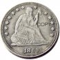 USA 1869 Seated Liberty Quarter Dollars 25 Cent Copy Coin