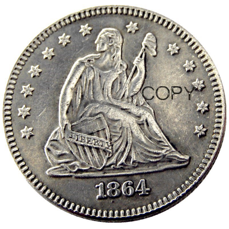 USA 1864 Seated Liberty Quarter Dollars 25 Cent Copy Coin