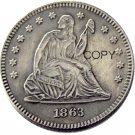 USA 1863 Seated Liberty Quarter Dollars 25 Cent Copy Coin
