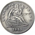 USA 1843 Seated Liberty Quarter Dollars 25 Cent Copy Coin