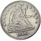 USA 1840 Seated Liberty Quarter Dollars 25 Cent Copy Coin