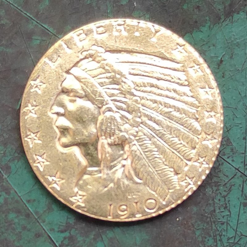 US 1910 Indian Head Quarter Eagle $5 Five Dollar Copy Coin