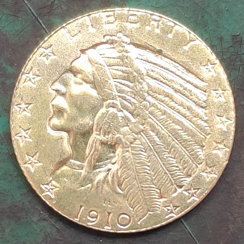 US 1910-D Indian Head Quarter Eagle $5 Five Dollars Copy Coin