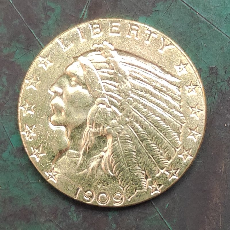 US 1909 Indian Head Quarter Eagle $5 Five Dollars Copy Coin