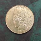 US 1907 Indian Head Eagle $10 Ten Dollars Copy Coin-38mm US 1907 Indian Head Eagle $10 Ten Dollars Copy Coin-38mm