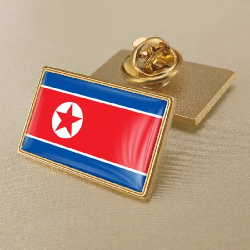 1Pcs North Korea Country Flag Badges Lapel Pins-25x15mm