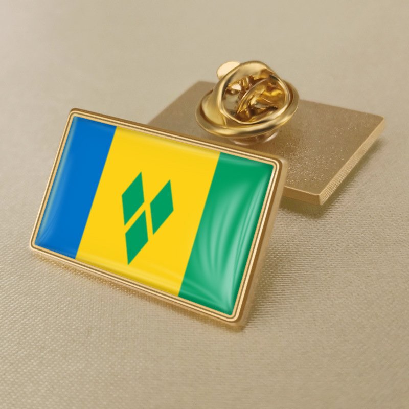 1Pcs Saint Vincent And The Grenadines Country Flag Badges Lapel Pins-25x15mm