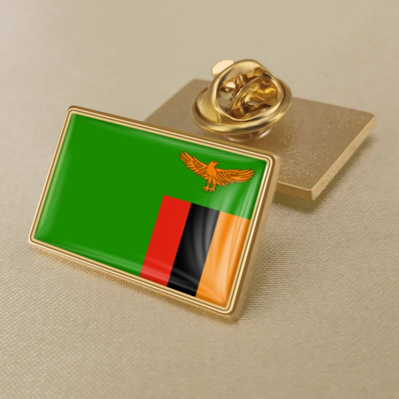 1Pcs Zambia Country Flag Badges Lapel Pins-25x15mm