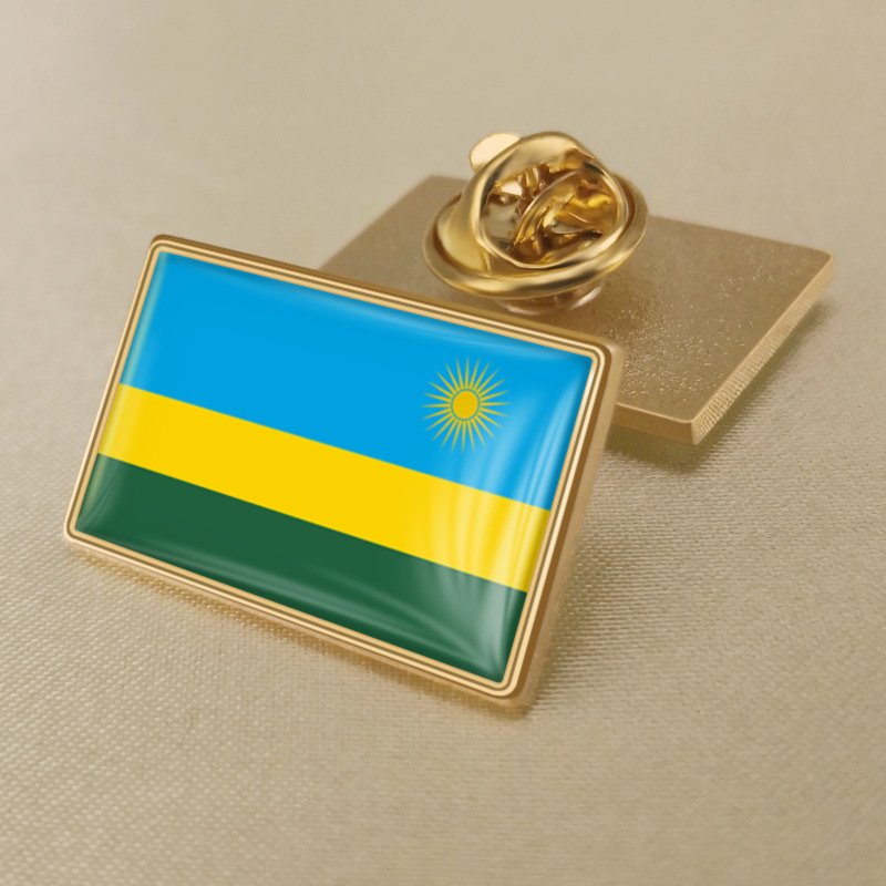 1Pcs Rwanda Country Flag Badges Lapel Pins-25x15mm
