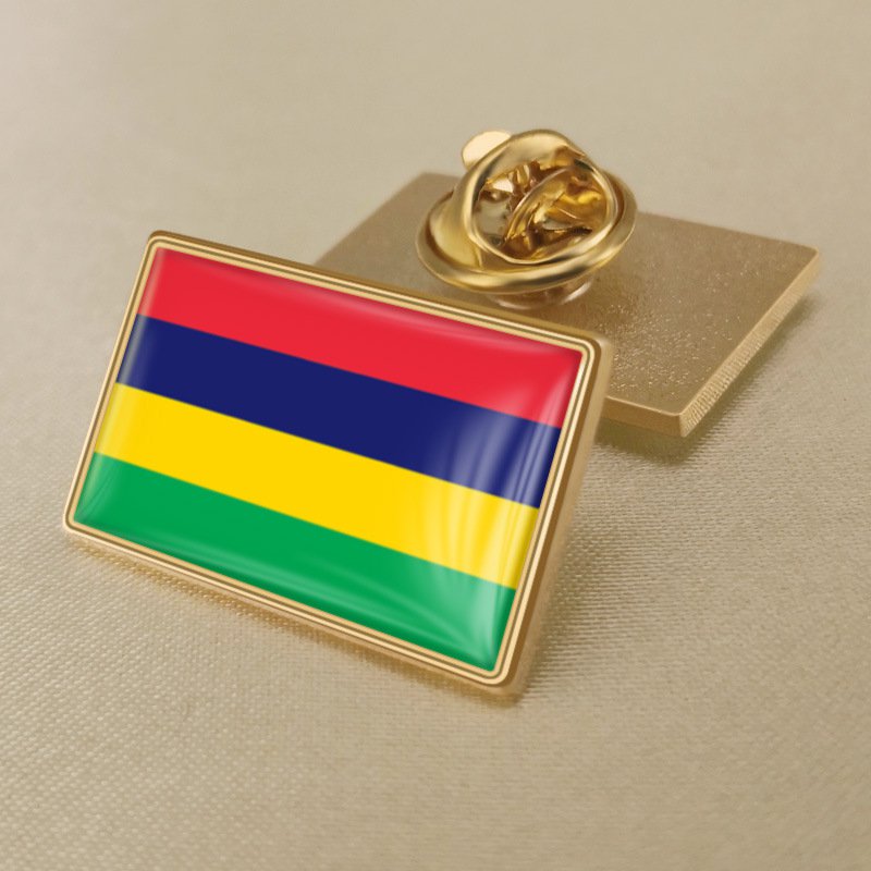 1Pcs Mauritius Country Flag Badges Lapel Pins-25x15mm