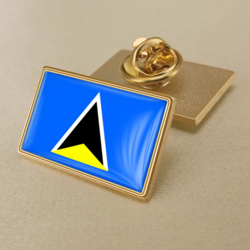 1Pcs Saint Lucia Country Flag Badges Lapel Pins-25x15mm