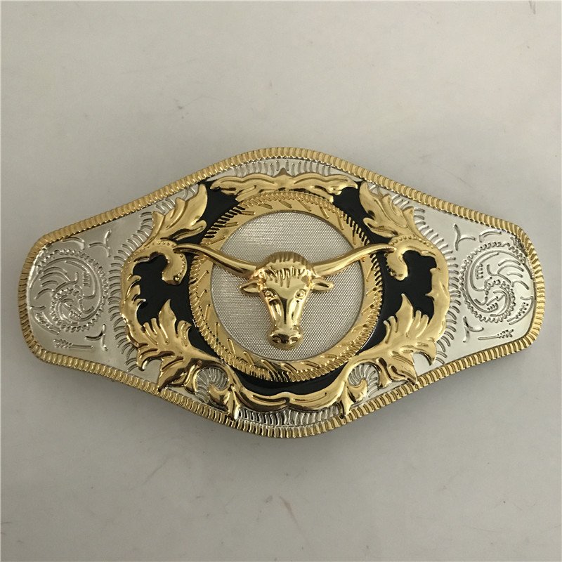Fashion Men's Gold Bull Head Cowboy Belt Buckle Hebilla Cinturon