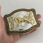 Luxury Golden Running Horse Belt Buckle For Western Cowboy Men