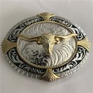 Fashion Men's Lace Gold Bull Head Cowboy Belt Buckle For 4cm Wide Belt