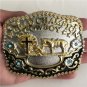 Luxury Golden Western Cowboy Horse Cross Belt Buckle Fit 4cm Wide Belt