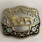 Luxury Golden Western Cowboy Horse Cross Belt Buckle Fit 4cm Wide Belt