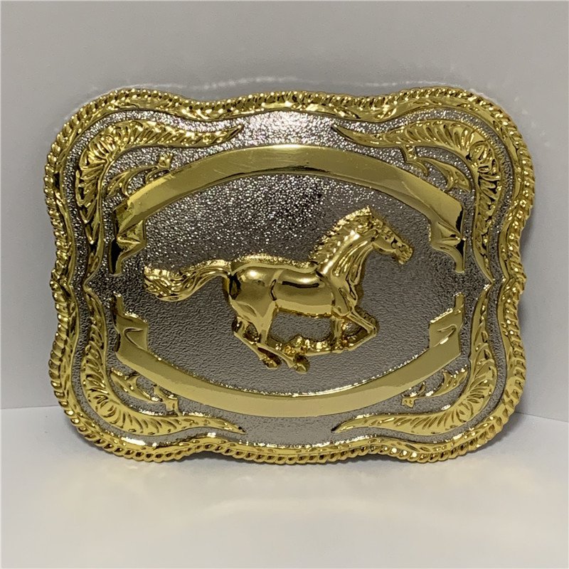 Western Cowboy Gold Horse Belt Buckle For Fashion Men Belt Head