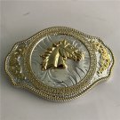 Golden Flower Horse Head Cowboy Belt Buckle For Western Men Cowgirl Women Golden Flower Horse Head Cowboy Belt Buckle For Western Men Cowgirl Women