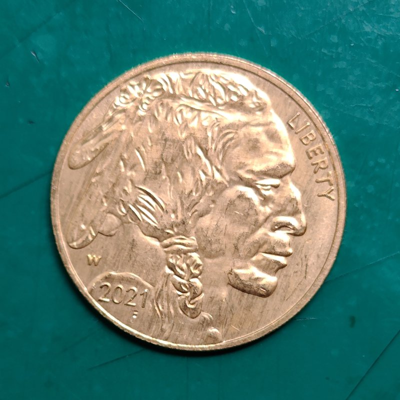 US Coin 2021-W Buffalo $50 Fifty Dollars Golden Copy Coin