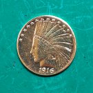 US Coin 1916-S Indian Head Half Eagle $10 Ten Dollars Gold Copy Coin