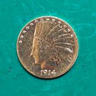 US Coin 1914-S Indian Head Half Eagle $10 Ten Dollars Gold Copy Coin