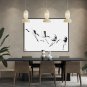 Japanese Red Cranes Print, Black White Oriental Asian Sumie Wall Art Gift Her Him