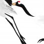 Japanese Red Cranes Print, Black White Oriental Asian Sumie Wall Art Gift Her Him