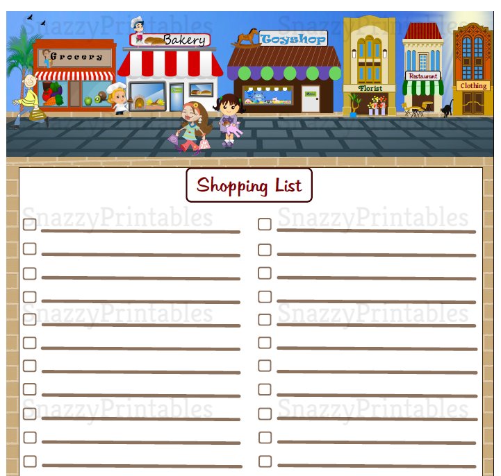 Shopping List Printable