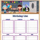 Birthday List Printable