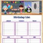 Birthday List Printable
