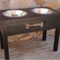 2 Bowl Elevated Pet Feeder with Bone Cut-out Your Color Choice
