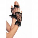 Leg Avenue G1205 Fingerless Lace Gloves With Ruffle Black