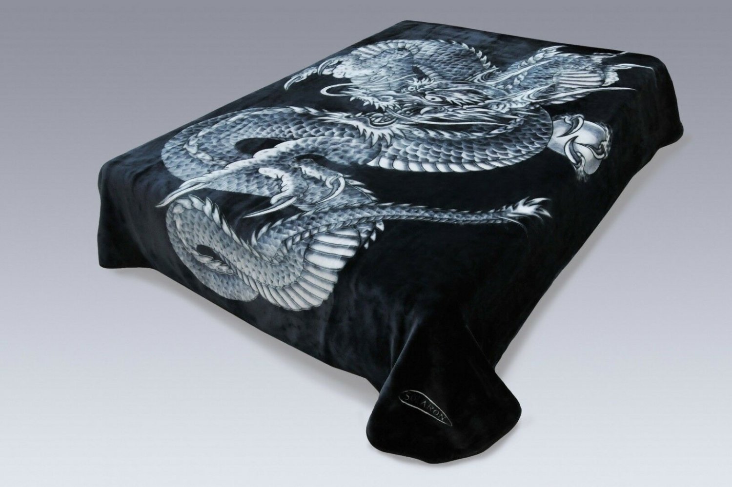 Solaron Classic Dragon Korean Thick Mink Soft Plush King Size Blanket Black