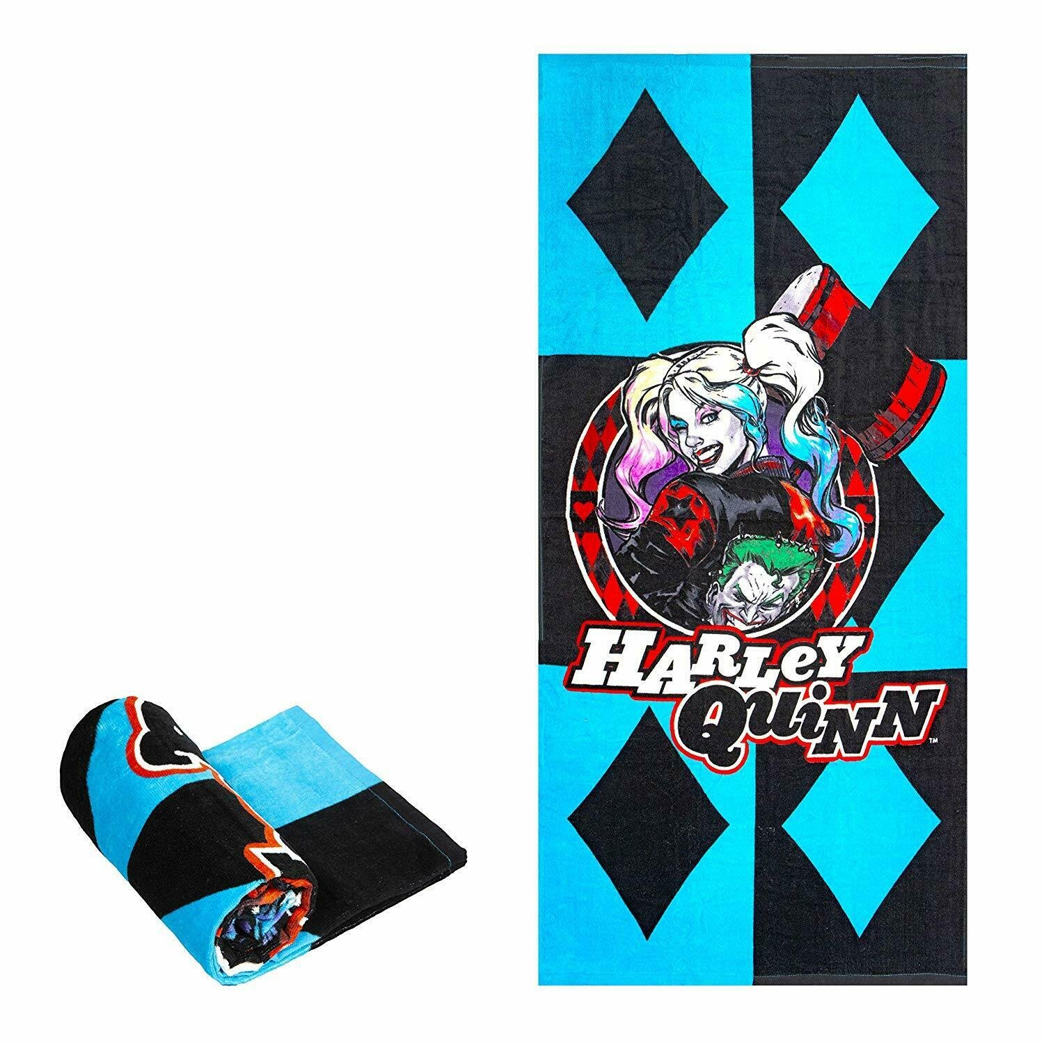 JPI Licensed DC Comics Harley Quinn Bath/Pool/Beach Towel - Red Diamond