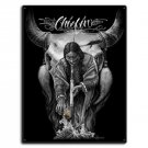 DGA Day of the Dead Native American Smoking Chiefin Tin Metal Sign 12x16 Inches