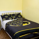 DC Comics Batman Emblem 3 Piece Reversible Queen Size Comforter Set - Gray/Black