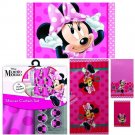 Disney Shower Curtain, Hooks, and Bath Towel Memory Foam Mat Minney Mouse 17 Set