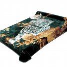 Solaron Classic Green White Tiger Korean Style Mink Queen Size Blanket