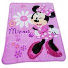 Disney Minnie Mouse Flowers Sherpa Plush Raschel Twin Size Blanket Wink Wink